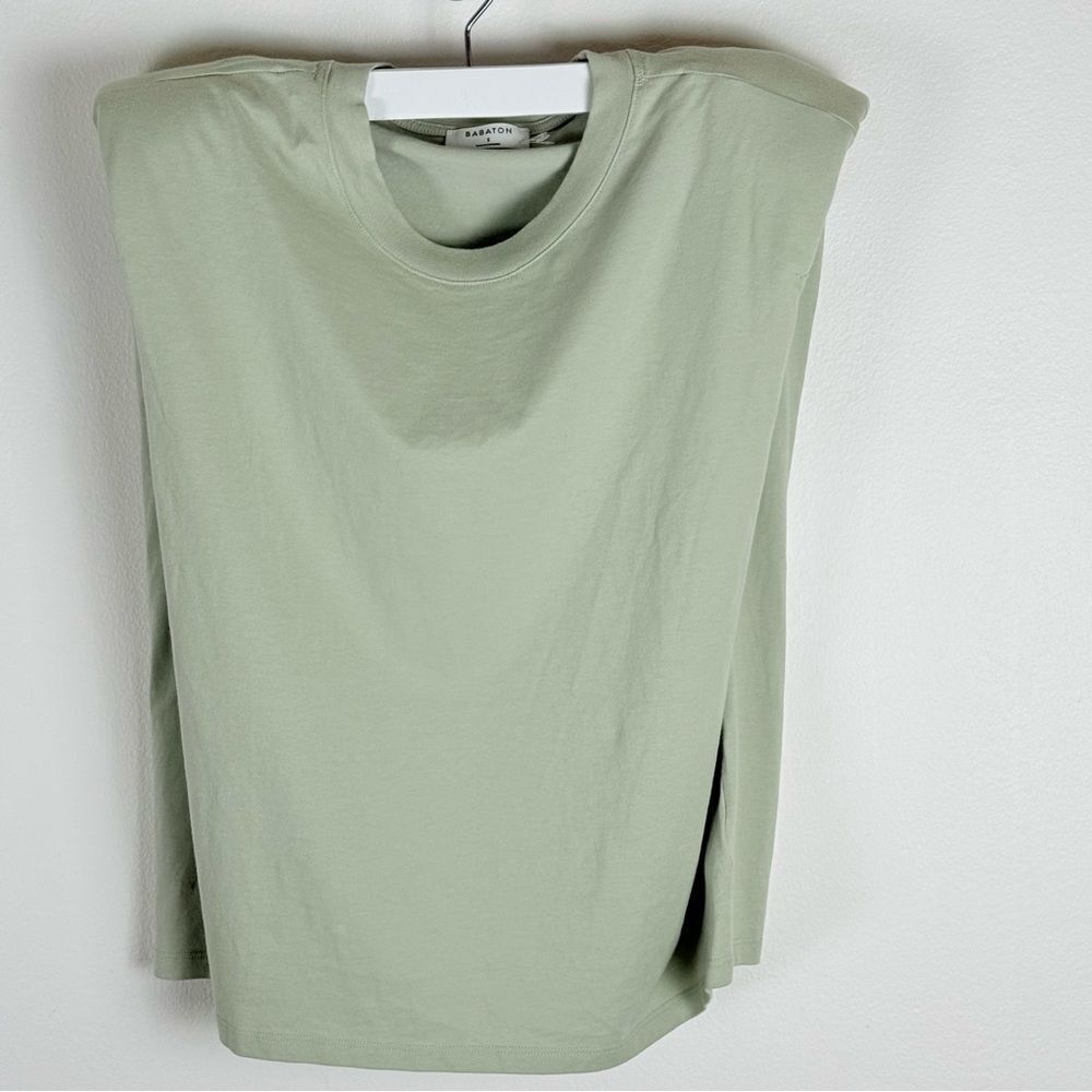 ARITZIA BABATON Shoulder Pad Tee Shirt 100% Cotton NWT Sleeveless Top - Picture 3 of 16